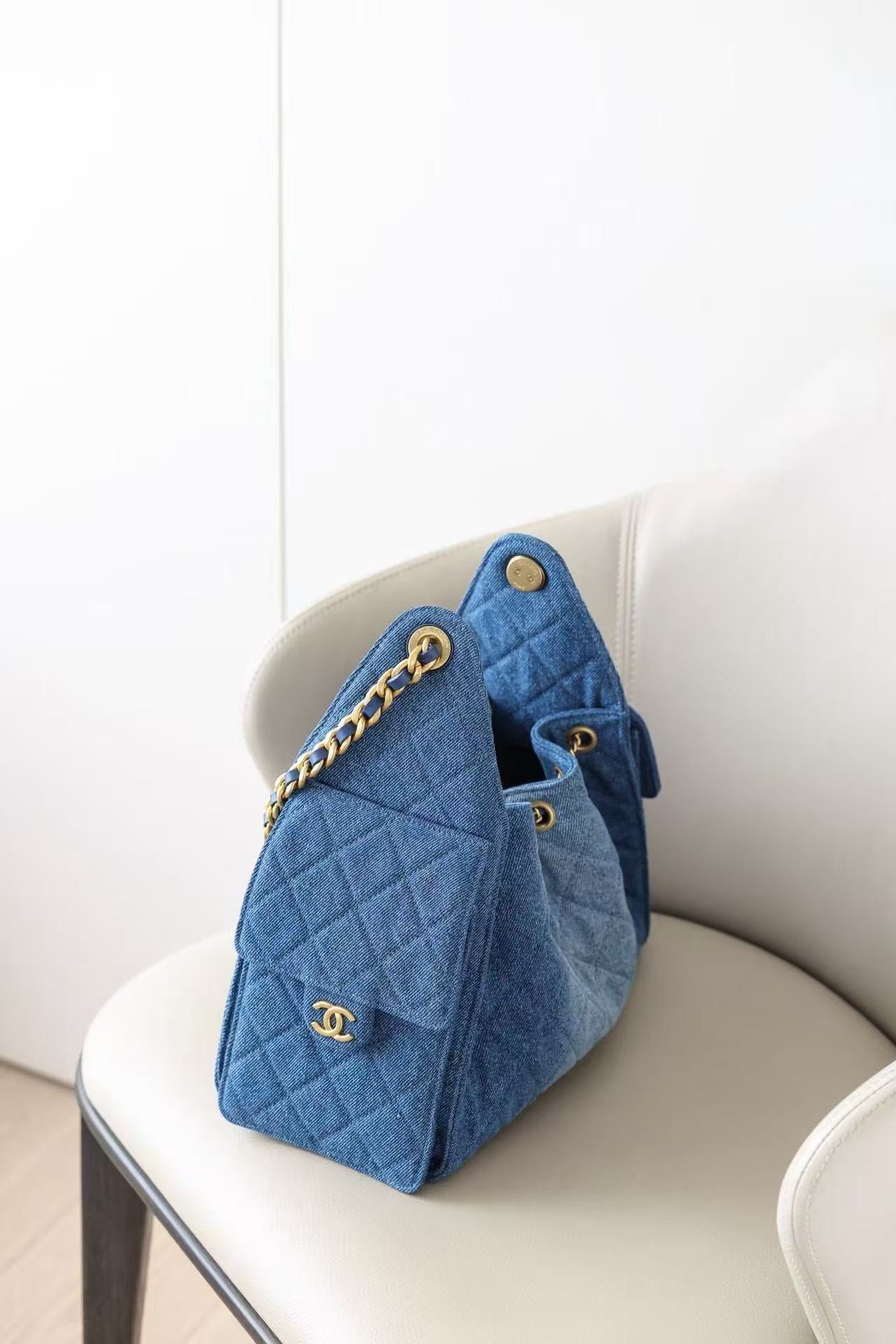 Chanel 2026 Hobo Bag 30cm Blue Denim