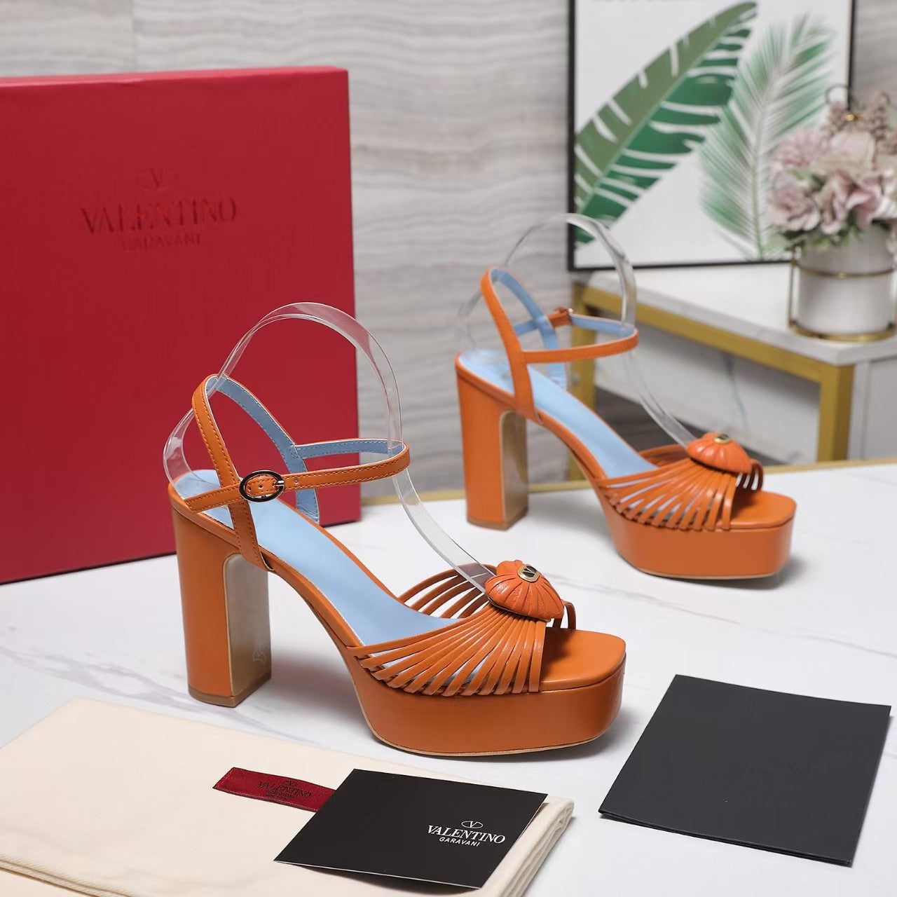 Valentino 2026 Garavani Sandal Royal 110mm Orange Blue Calfskin