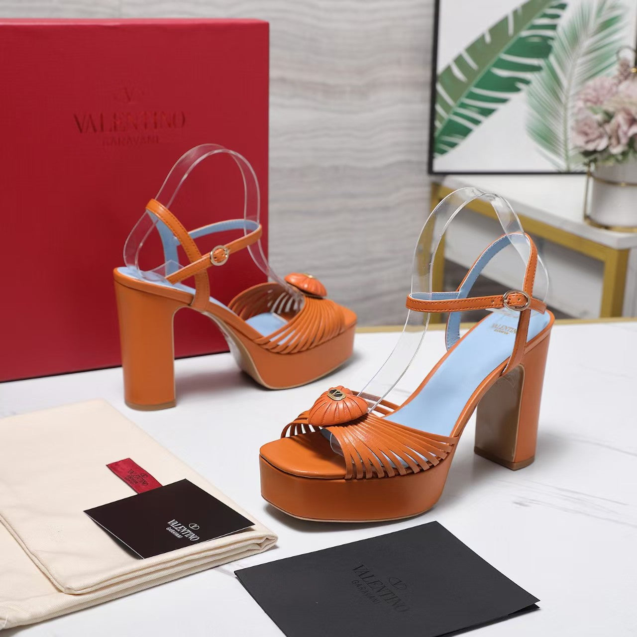 Valentino 2026 Garavani Sandal Royal 110mm Orange Blue Calfskin