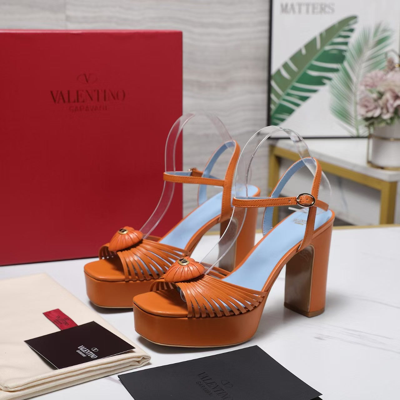Valentino 2026 Garavani Sandal Royal 110mm Orange Blue Calfskin