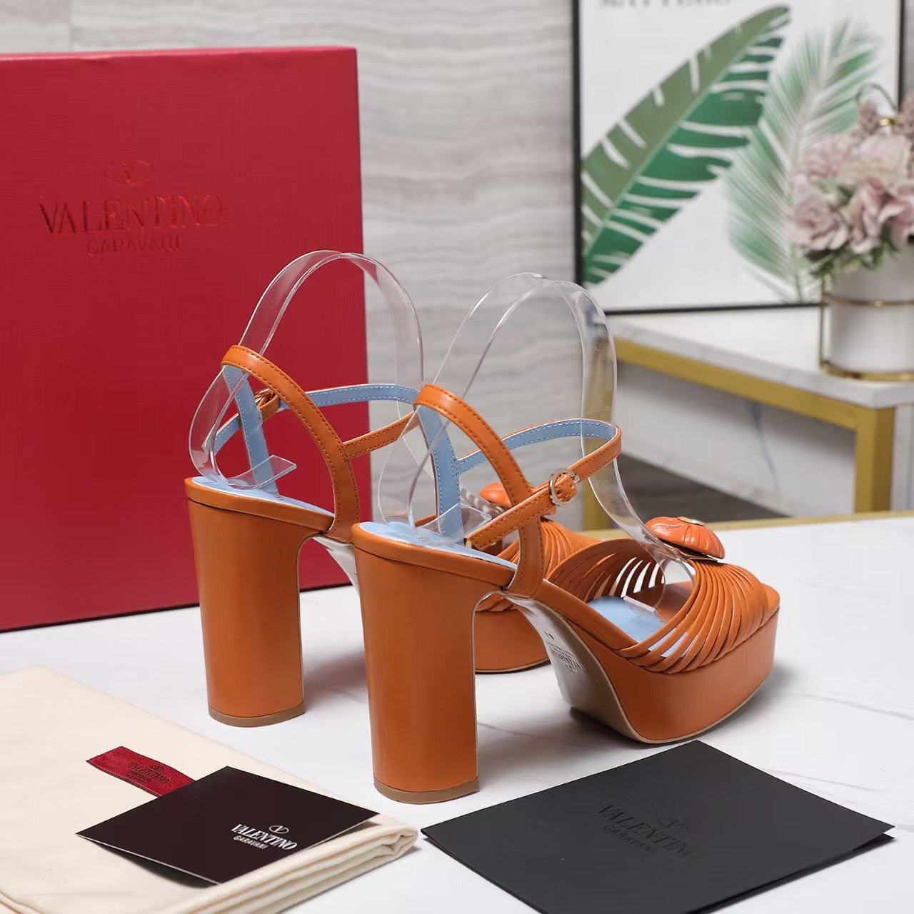 Valentino 2026 Garavani Sandal Royal 110mm Orange Blue Calfskin