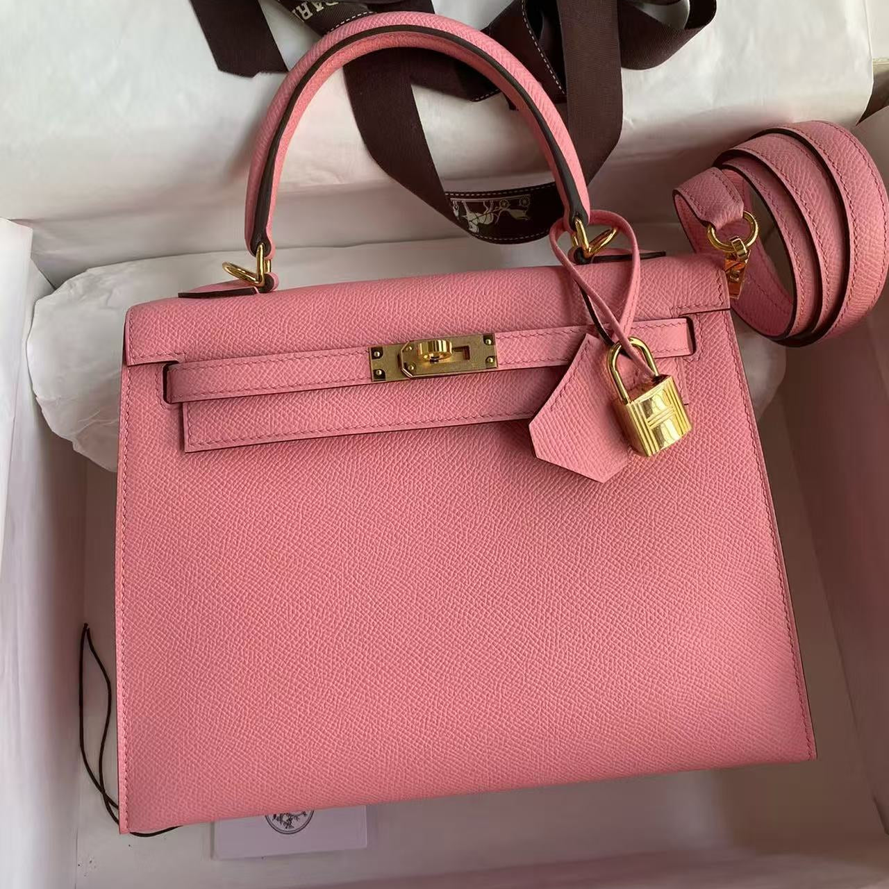 Hermes 2026 Kelly Bag 28cm Rose Confetti Epsom Leather