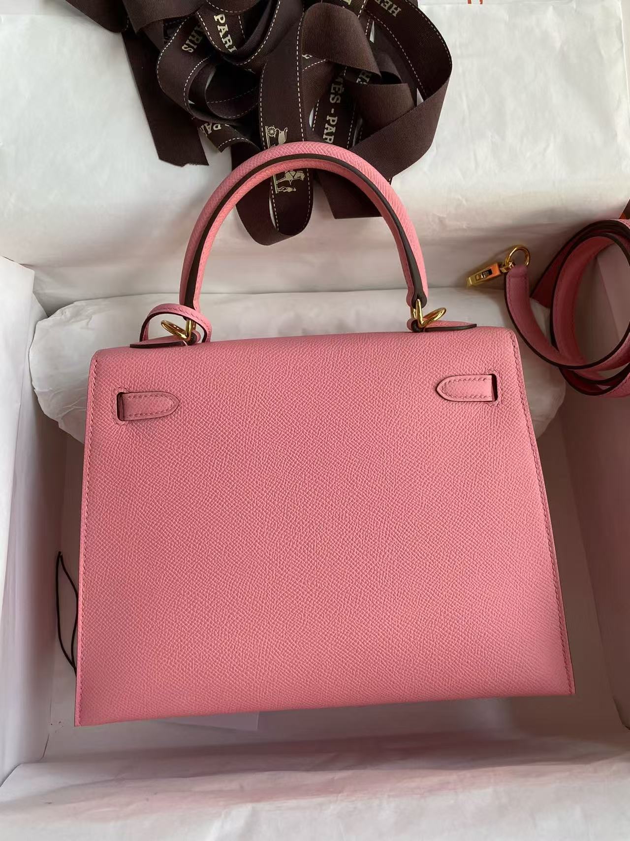 Hermes 2026 Kelly Bag 28cm Rose Confetti Epsom Leather