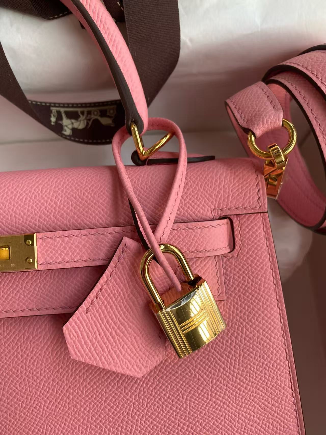 Hermes 2026 Kelly Bag 28cm Rose Confetti Epsom Leather