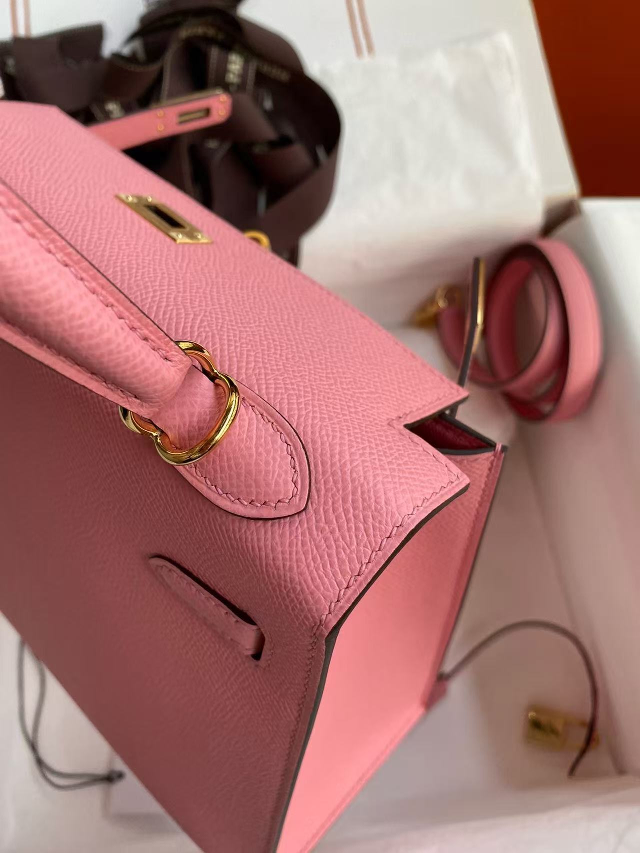 Hermes 2026 Kelly Bag 28cm Rose Confetti Epsom Leather