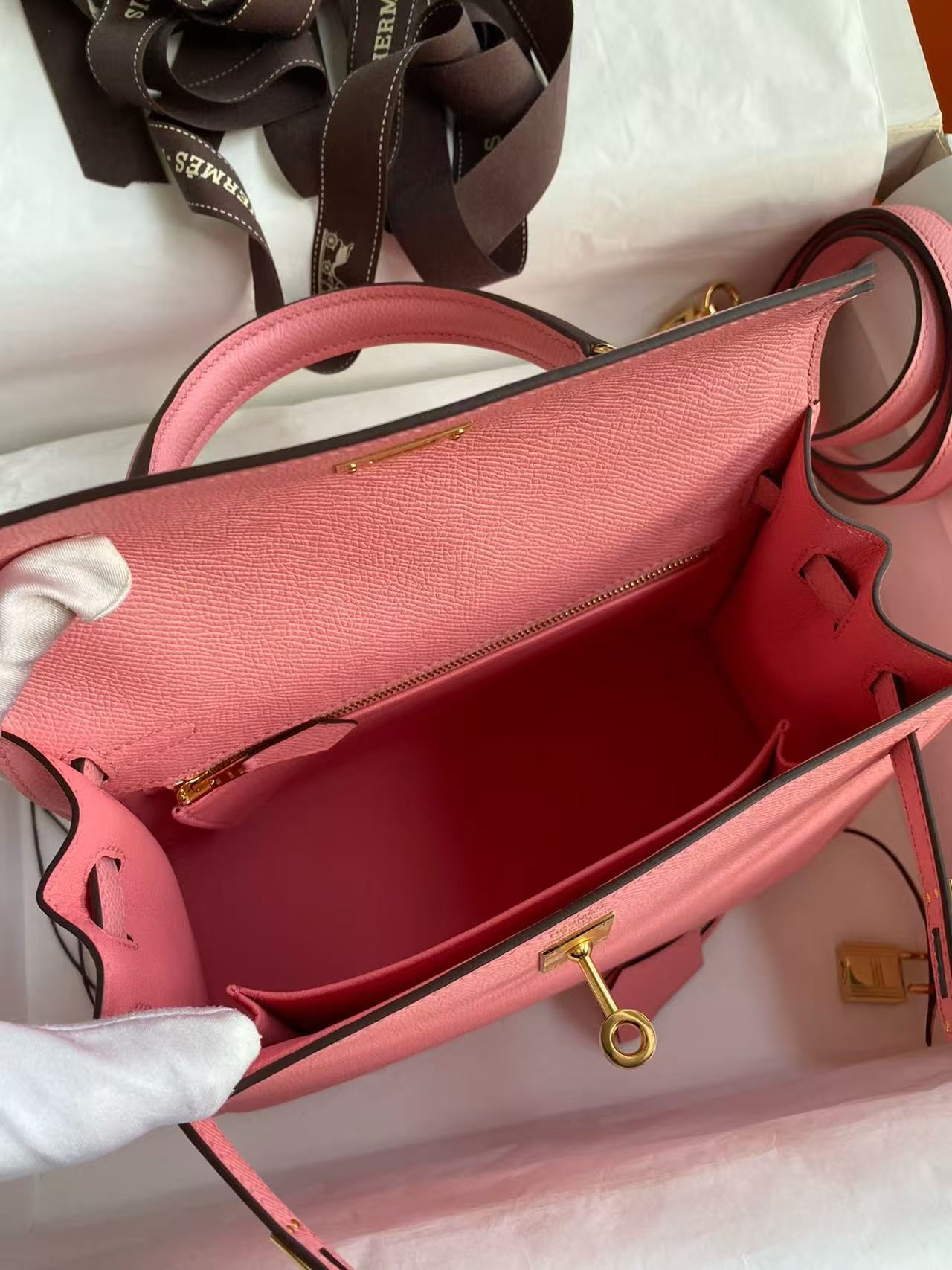 Hermes 2026 Kelly Bag 28cm Rose Confetti Epsom Leather
