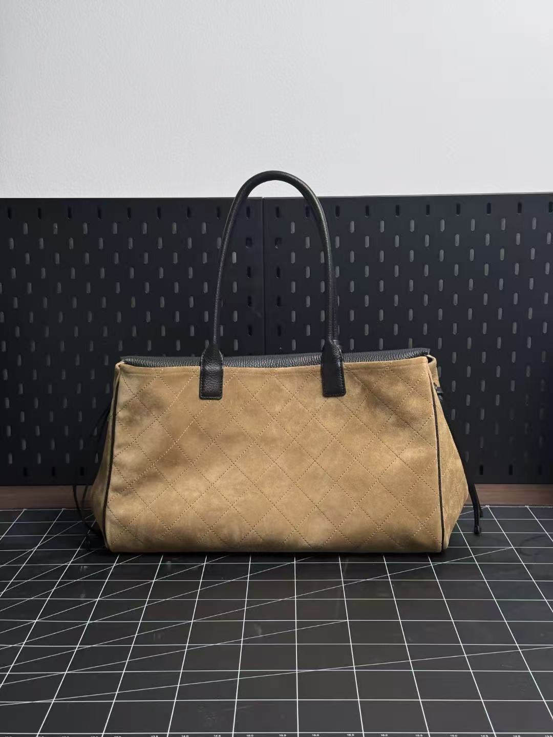 Chanel 2026 Urban Essential East West Bag 38cm Black Beige Suede Leather