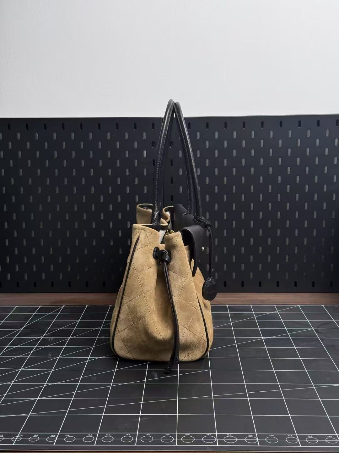 Chanel 2026 Urban Essential East West Bag 38cm Black Beige Suede Leather