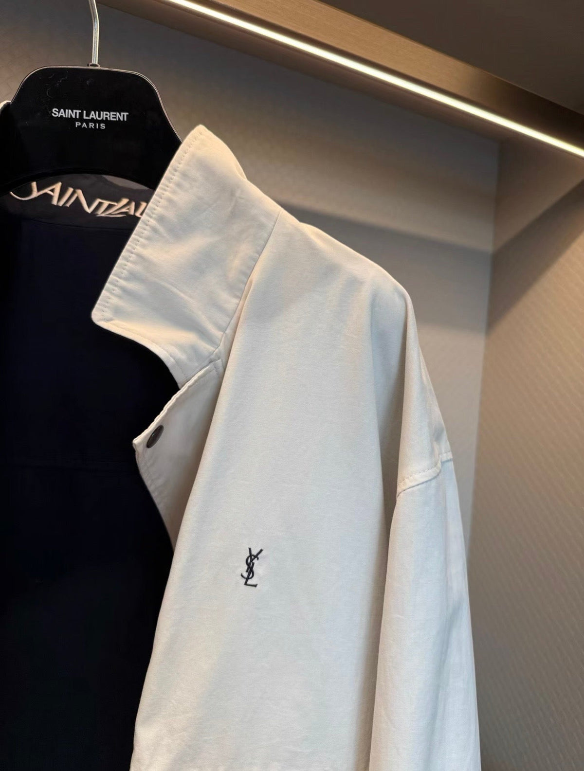 YSL 2026 Jacket White Black Canvas Cotton