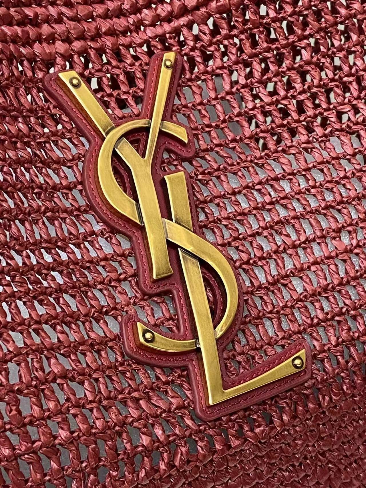 YSL 2026 Icare Maxi Bag 46cm Rouge Cabernet Raffia