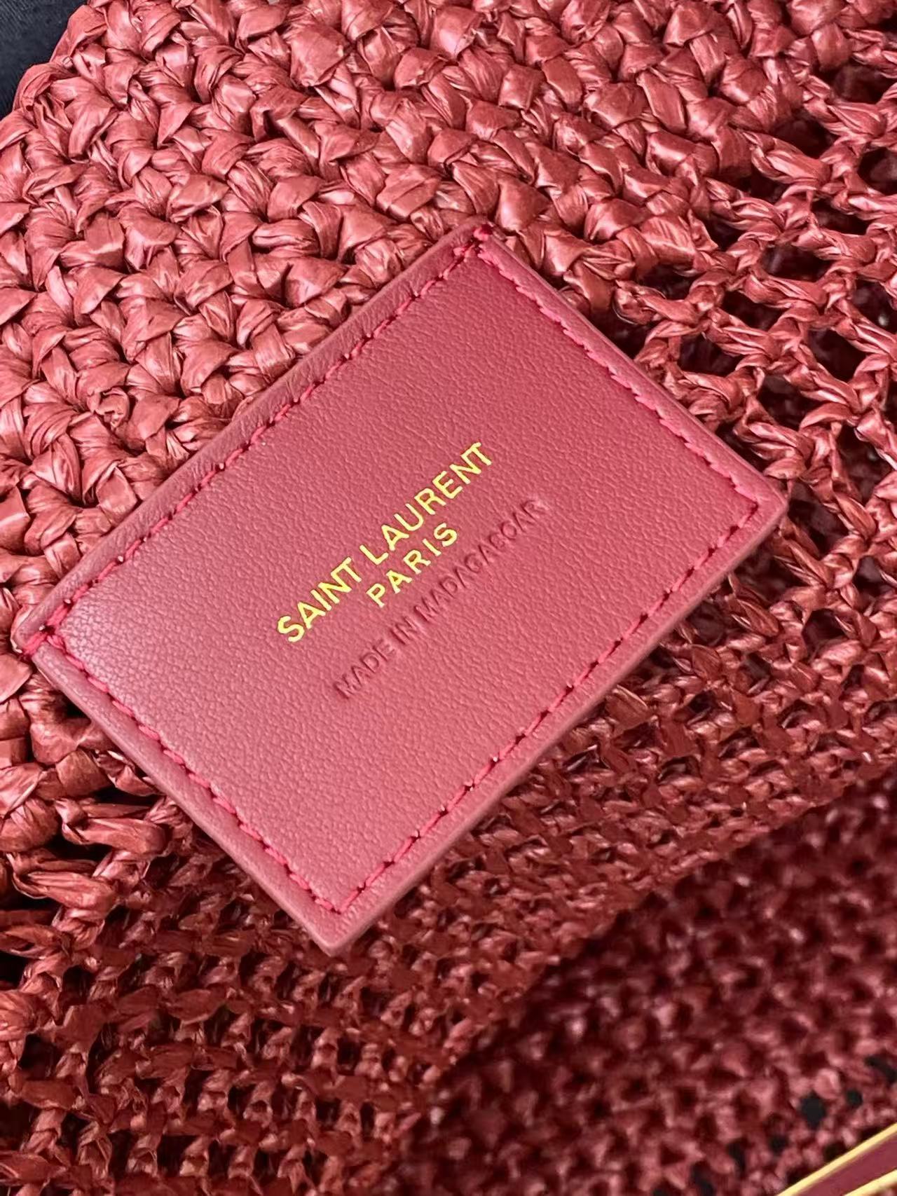 YSL 2026 Icare Maxi Bag 46cm Rouge Cabernet Raffia