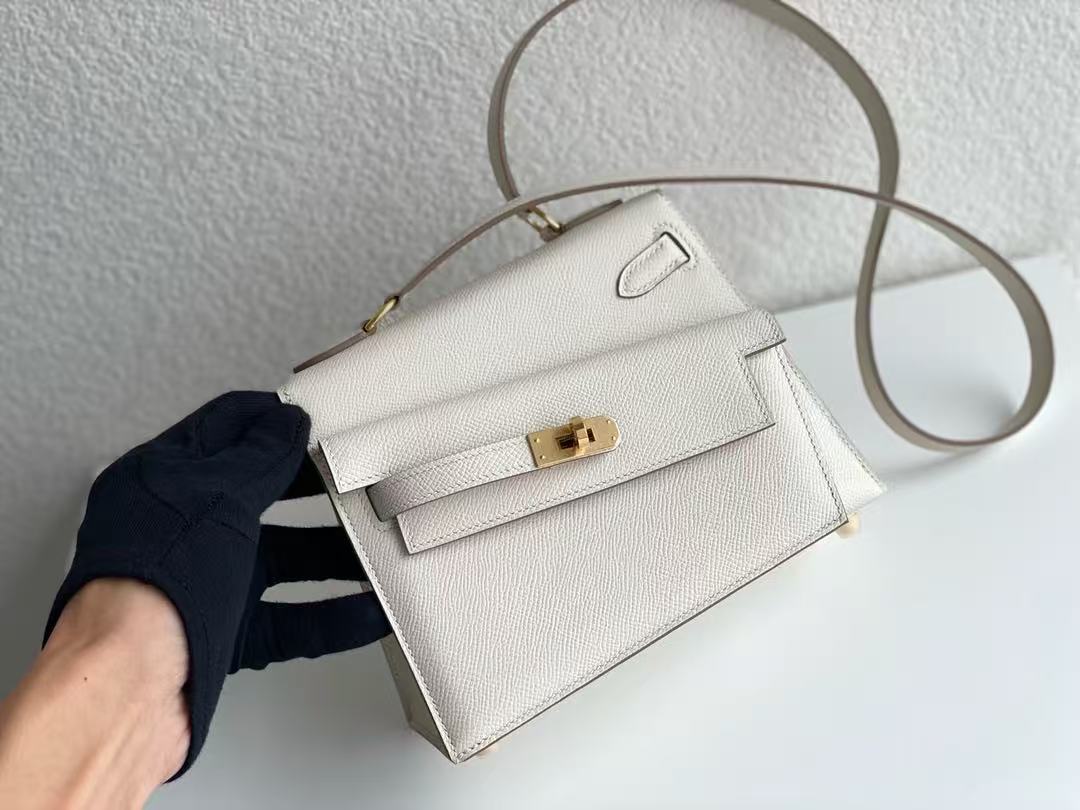 Hermes 2026 Kelly 20 En Desordre Sellier Bga Craise White Epsom Leather