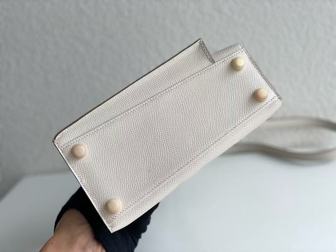 Hermes 2026 Kelly 20 En Desordre Sellier Bga Craise White Epsom Leather