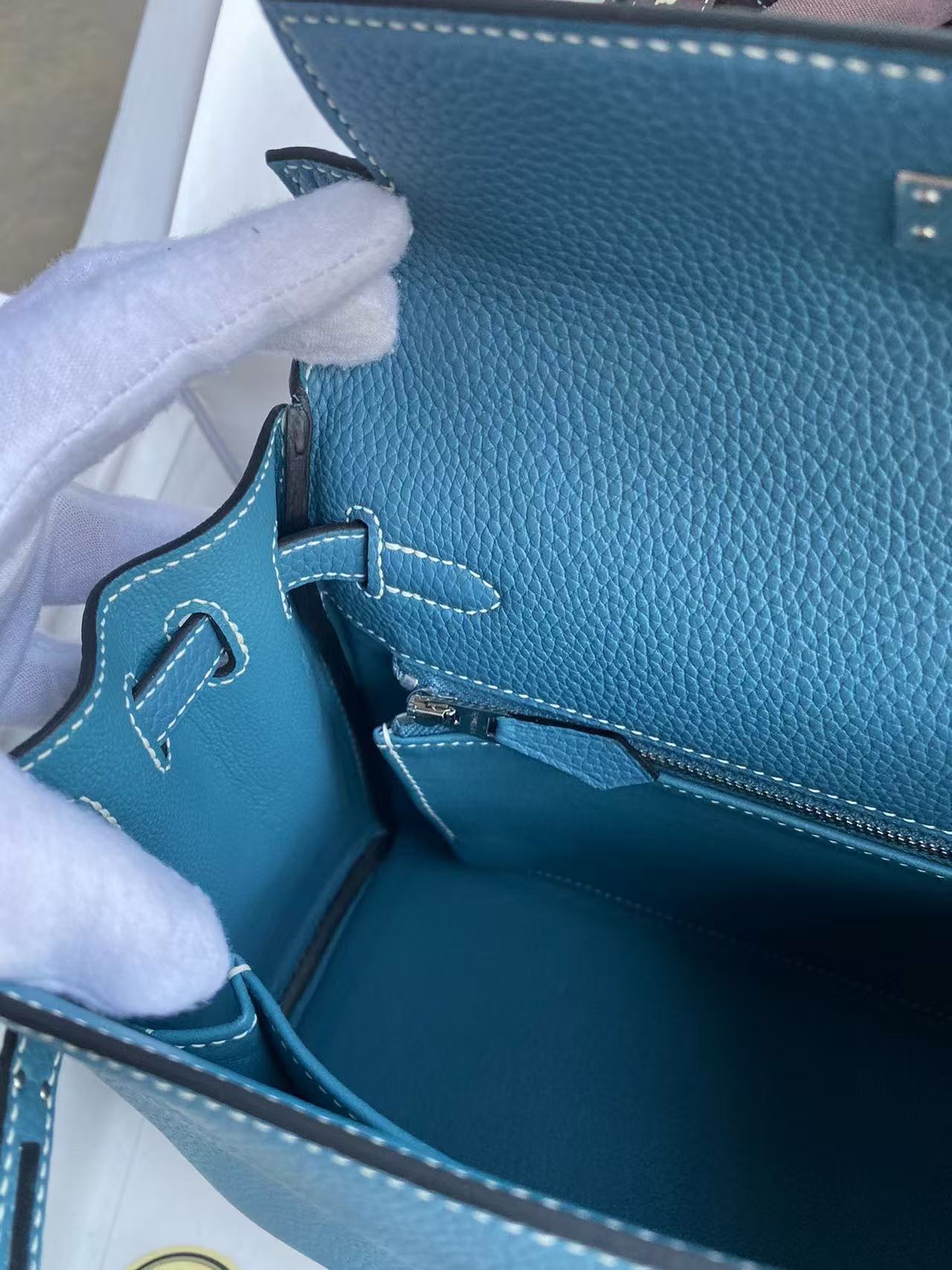 Hermes 2026 Kelly Bag Denim Blue Togo Leather Silver Hardware