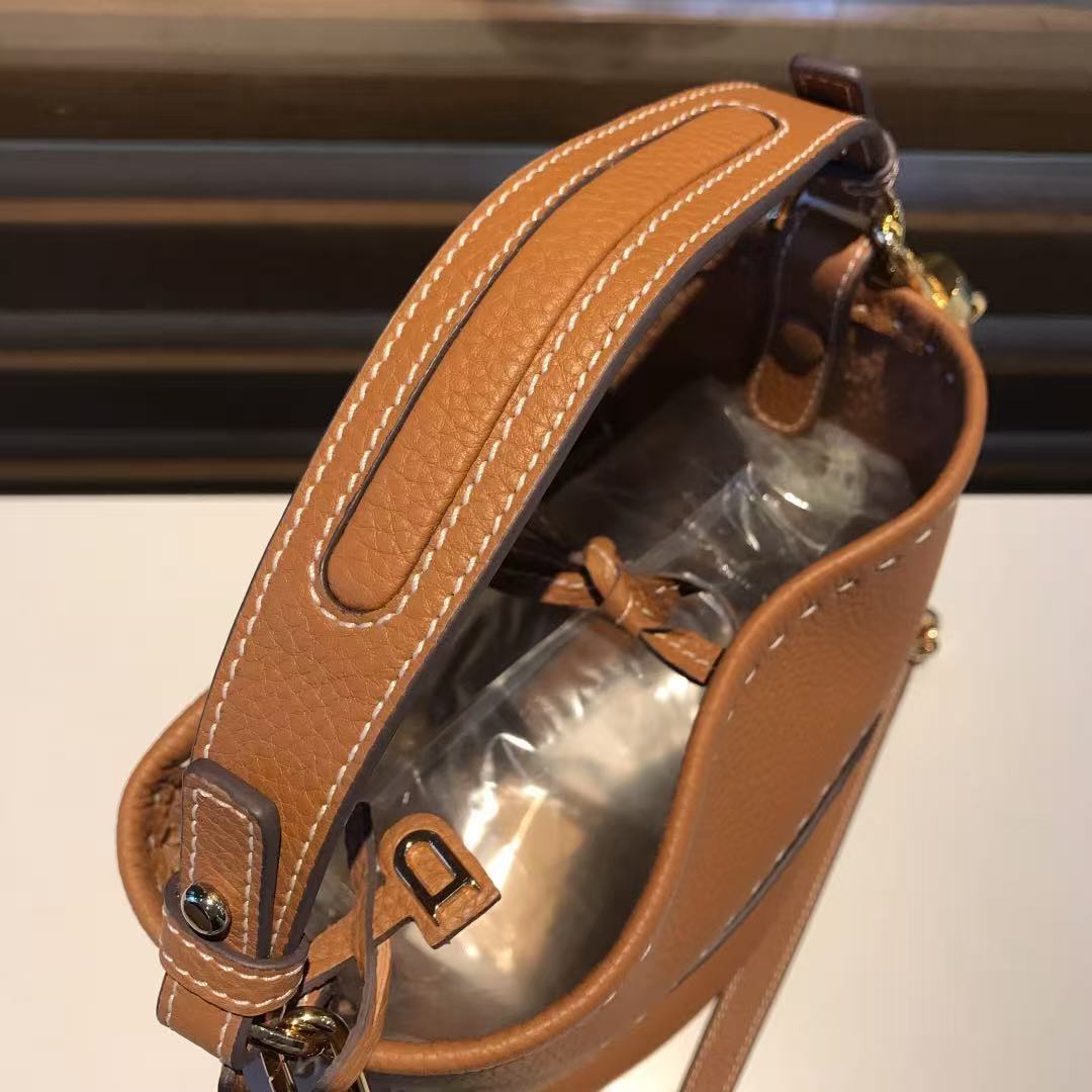 Delvaux Pin Surpique Bag 20cm Tan Leather