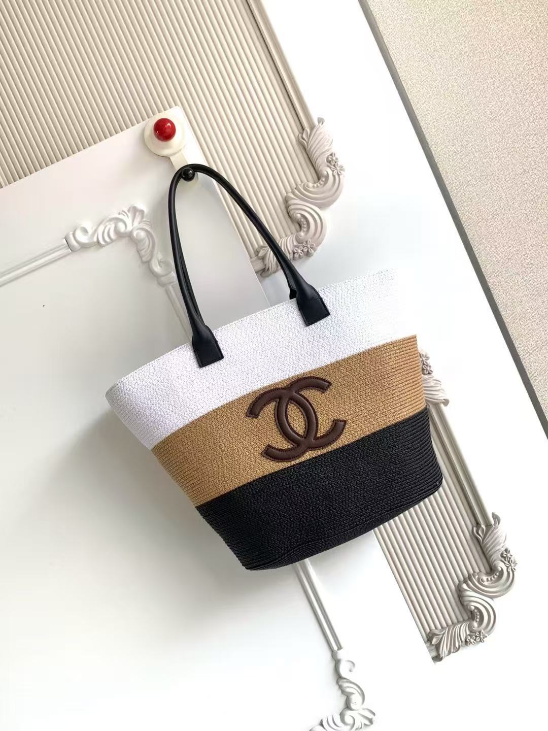 Chanel 2026 Maxi Shopping Bag 23cm Raffia Calfskin