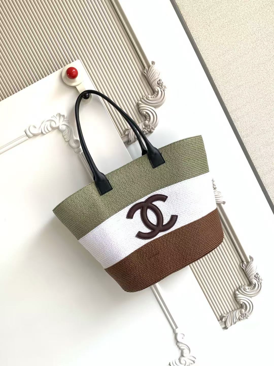 Chanel 2026 Maxi Shopping Bag 23cm Raffia Calfskin