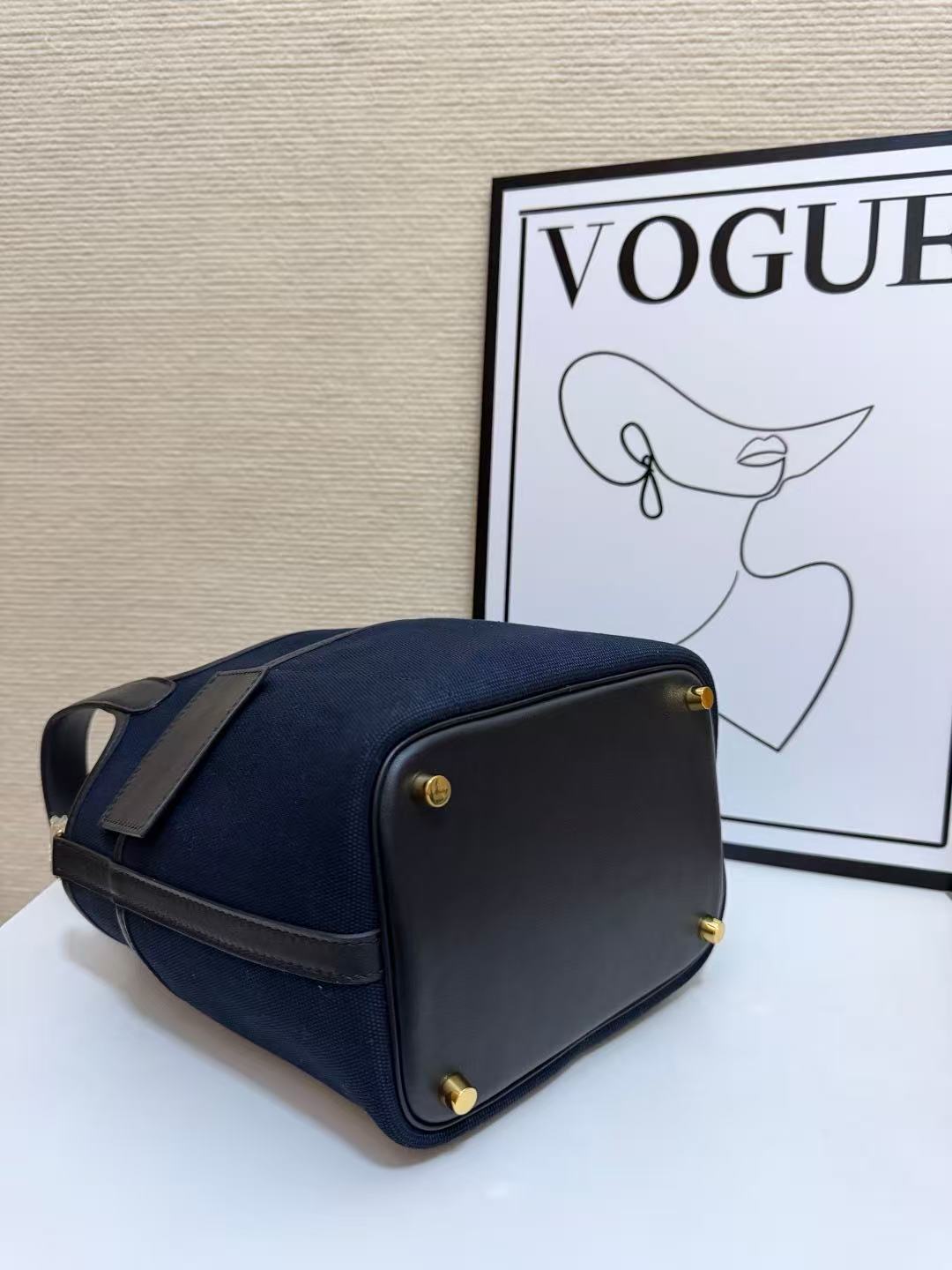 Hermes 2026 Picotin Lock Pocket PM Bag 18cm Dark Blue Black Canvas Leather