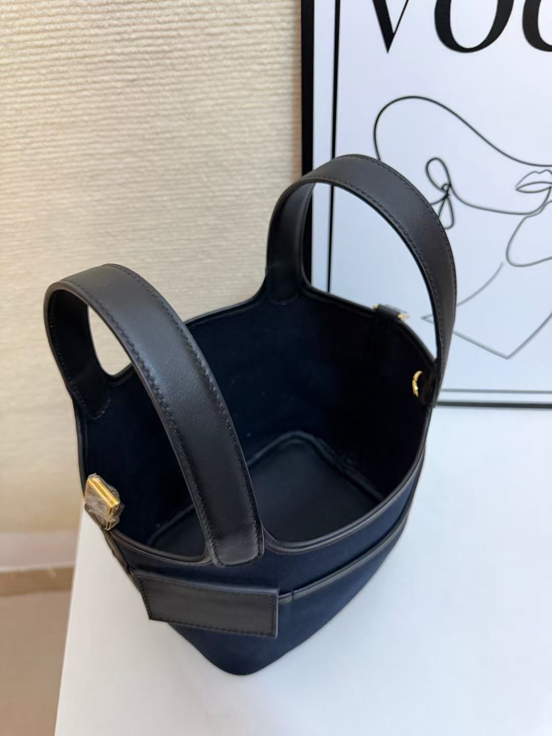 Hermes 2026 Picotin Lock Pocket PM Bag 18cm Dark Blue Black Canvas Leather