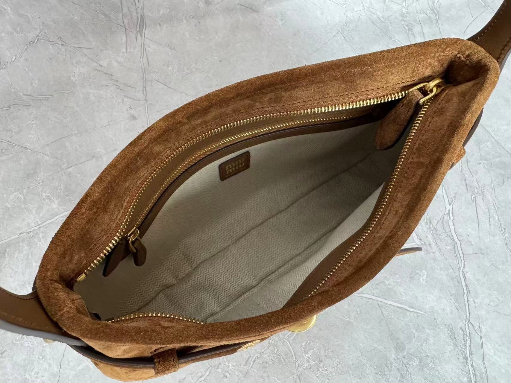 Miu Miu 2026 Aventure Bag 33cm Brown Suede Leather