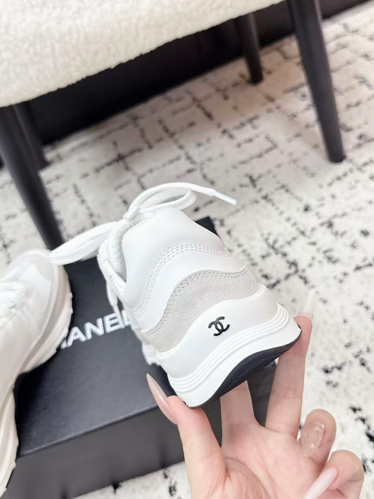 Chanel 2026 Sneaker White Cream Leather Suede