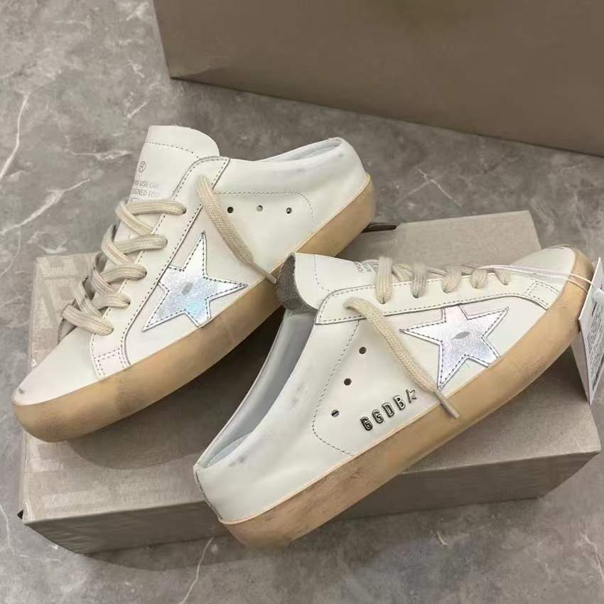 Golden Goose 2026 Superstar Open Back White Grey Leather