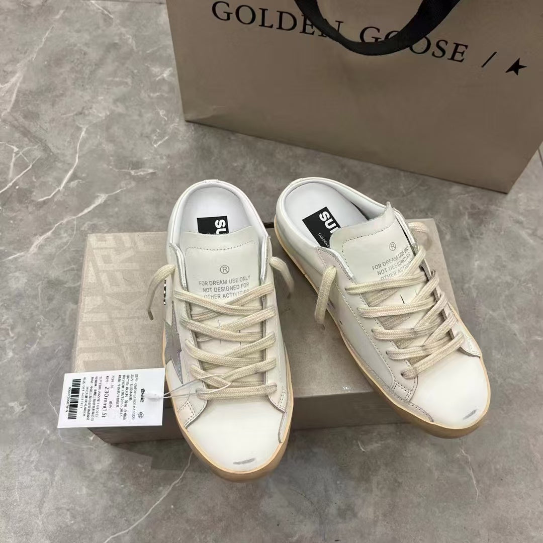 Golden Goose 2026 Superstar Open Back White Grey Leather