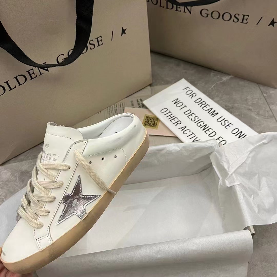 Golden Goose 2026 Superstar Open Back White Grey Leather
