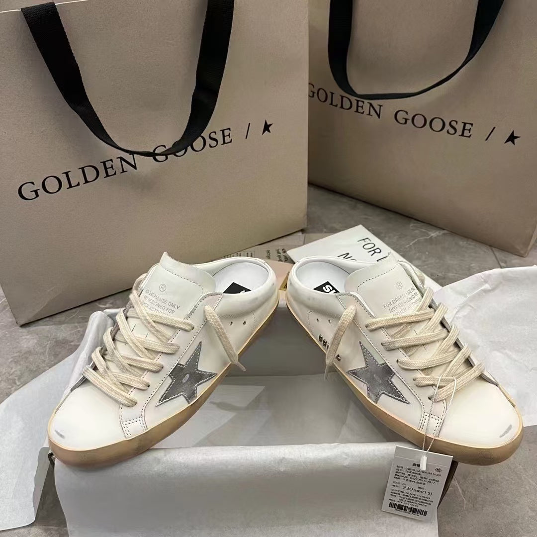 Golden Goose 2026 Superstar Open Back White Grey Leather