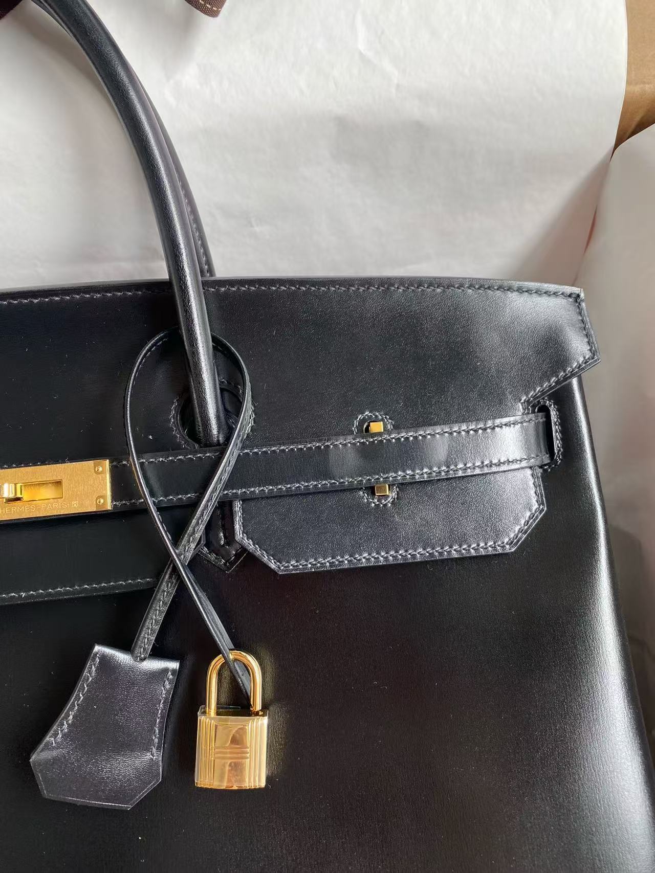 Hermes 2026 Birkin Black Gold Box Leather