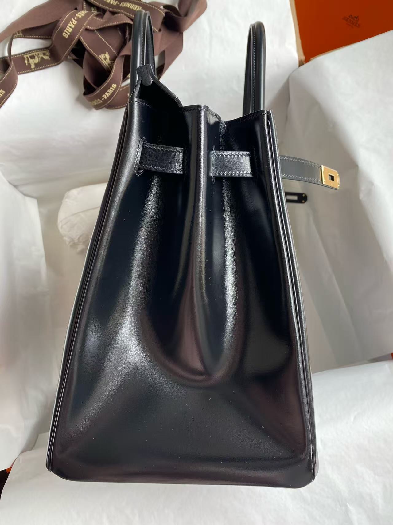 Hermes 2026 Birkin Black Gold Box Leather