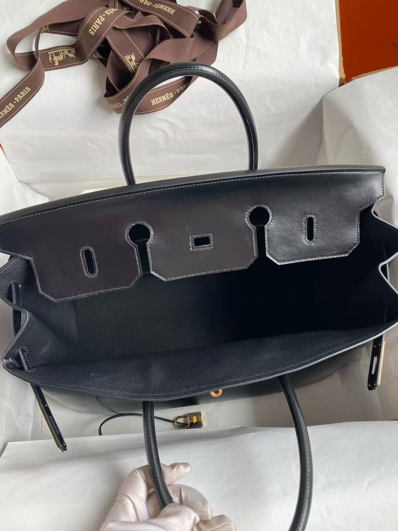 Hermes 2026 Birkin Black Gold Box Leather