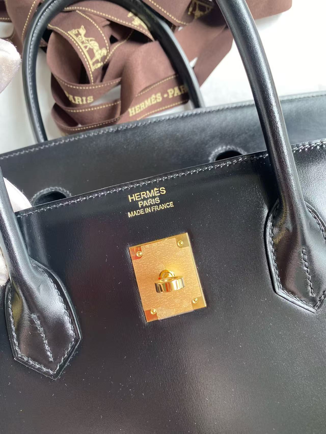 Hermes 2026 Birkin Black Gold Box Leather