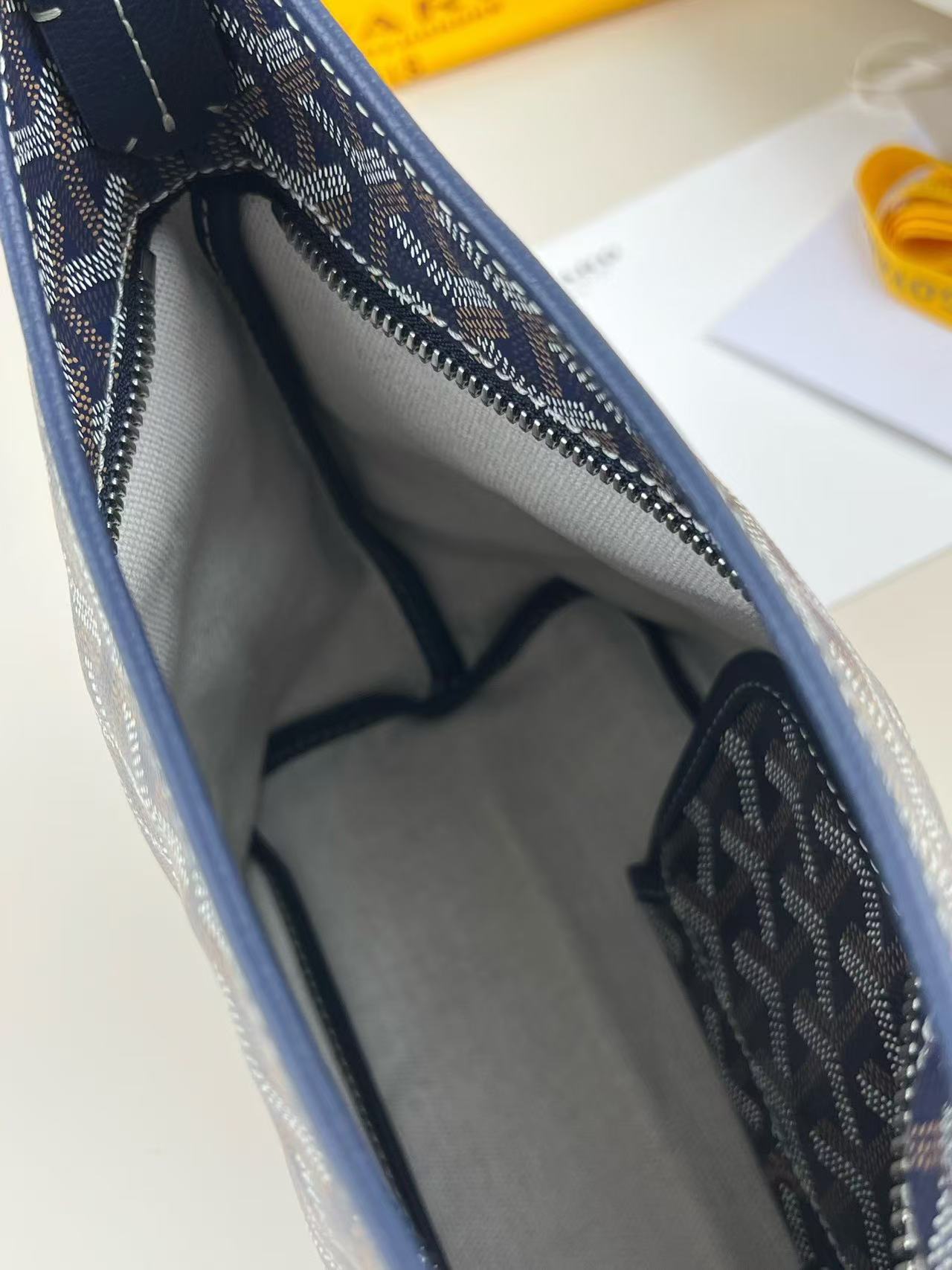 Goyard 2026 Hobo Boheme Bag 26cm Navy Blue Canvas Calfskin