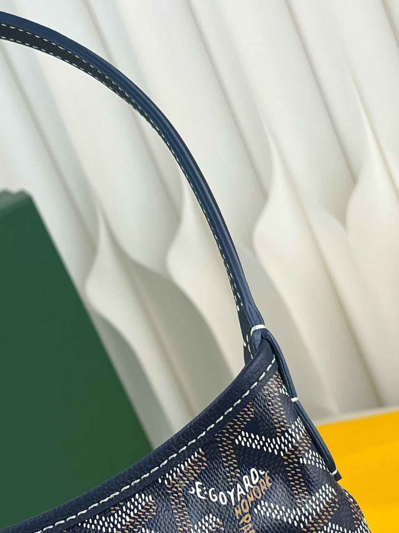Goyard 2026 Hobo Boheme Bag 26cm Navy Blue Canvas Calfskin