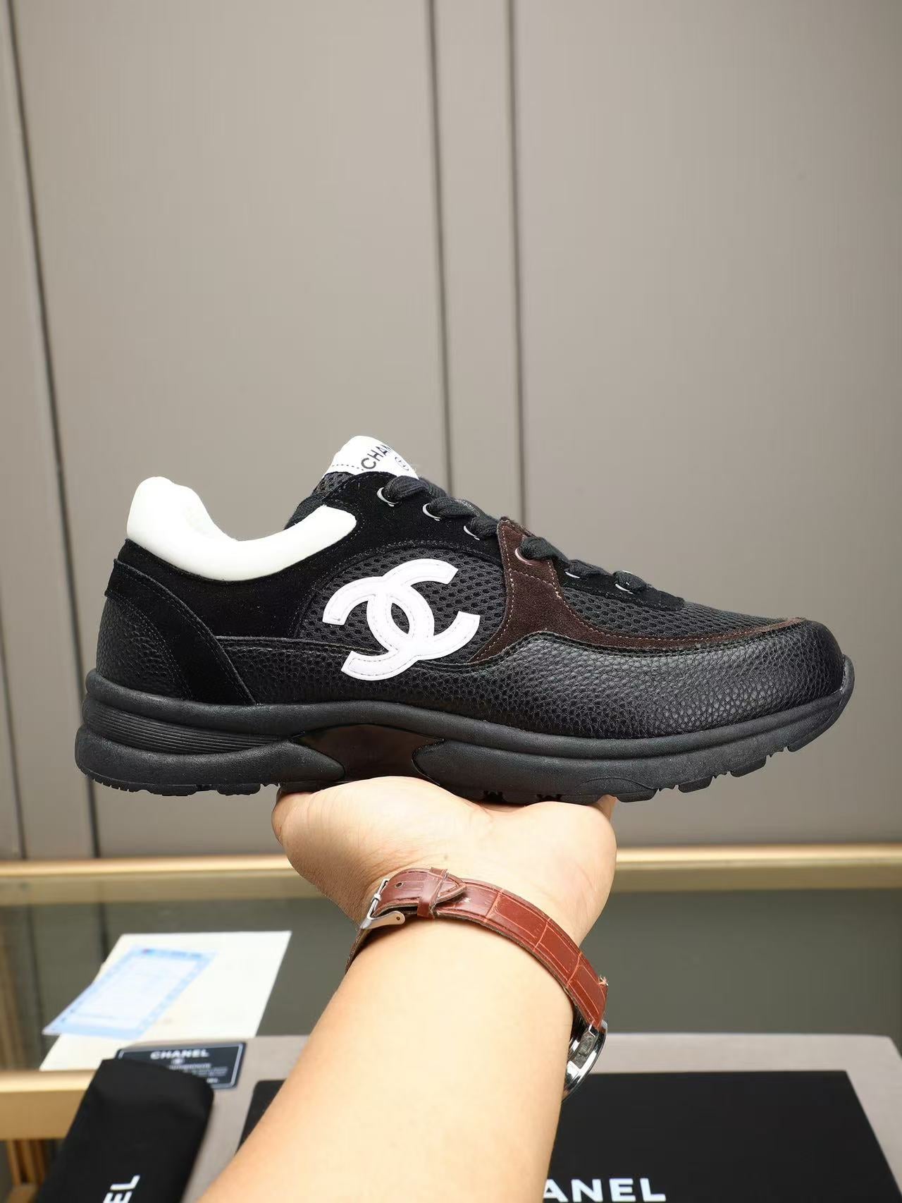 Chanel 2026 Sneaker Black White Mesh Calfskin Suede