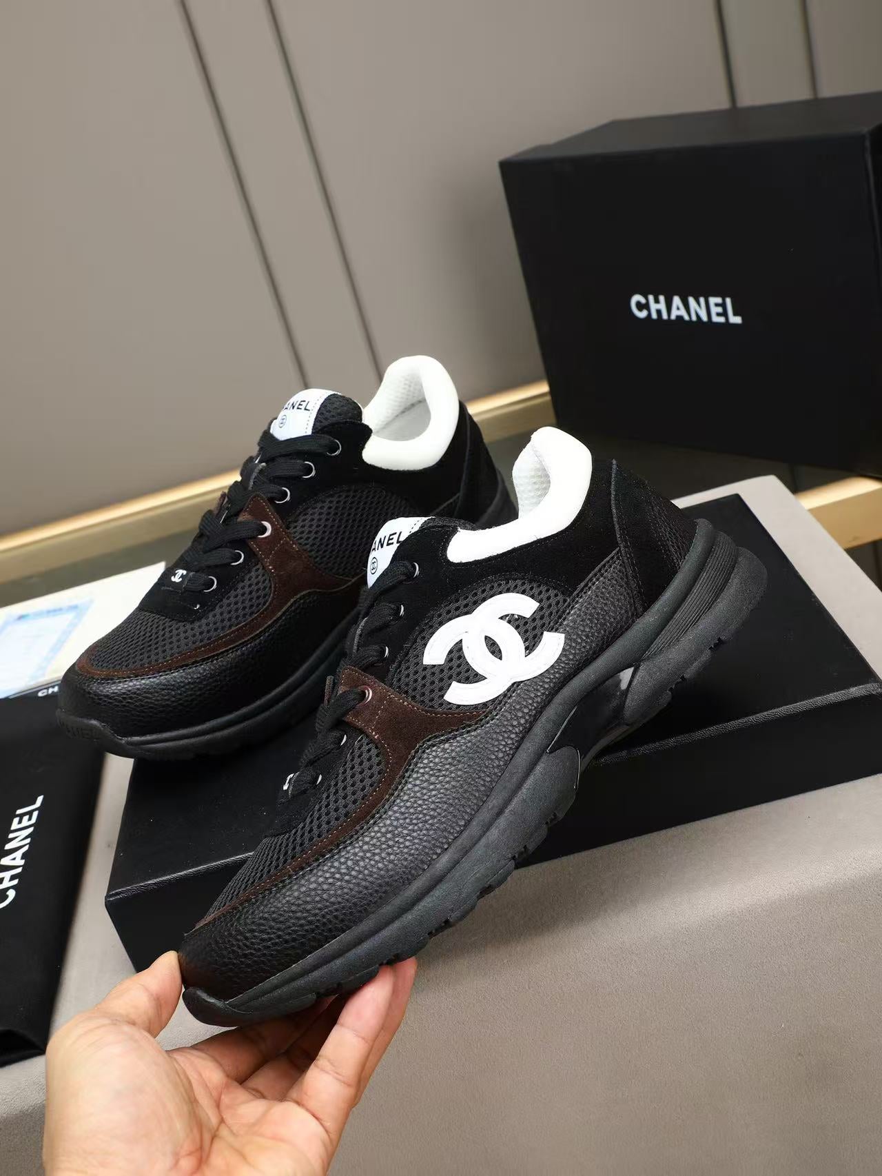 Chanel 2026 Sneaker Black White Mesh Calfskin Suede