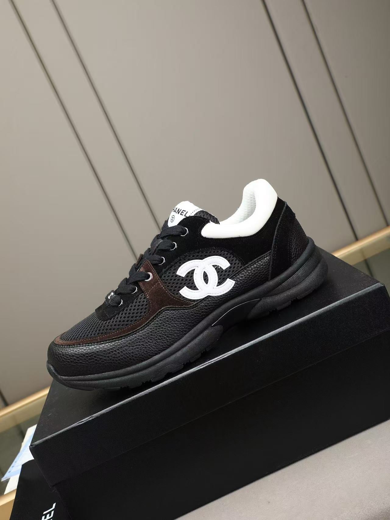 Chanel 2026 Sneaker Black White Mesh Calfskin Suede