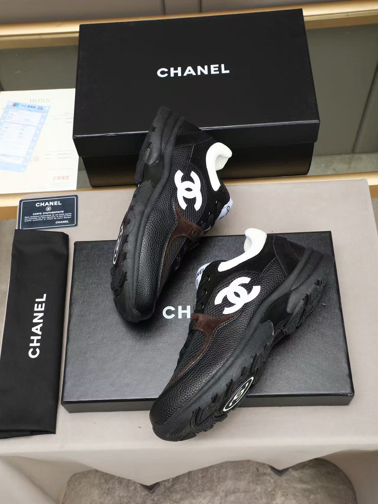 Chanel 2026 Sneaker Black White Mesh Calfskin Suede