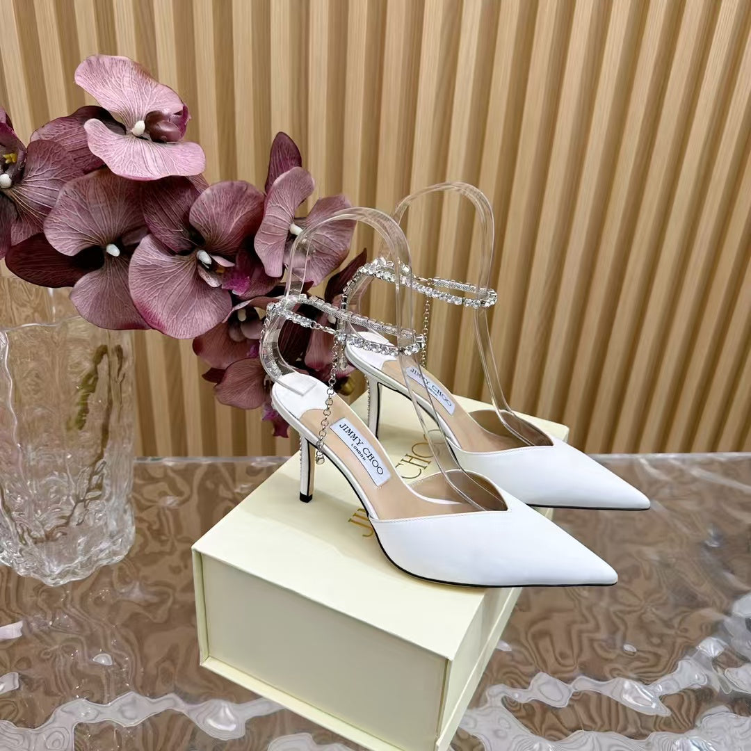 Jimmy Choo 2026 Saeda Pump 85mm White Lambskin