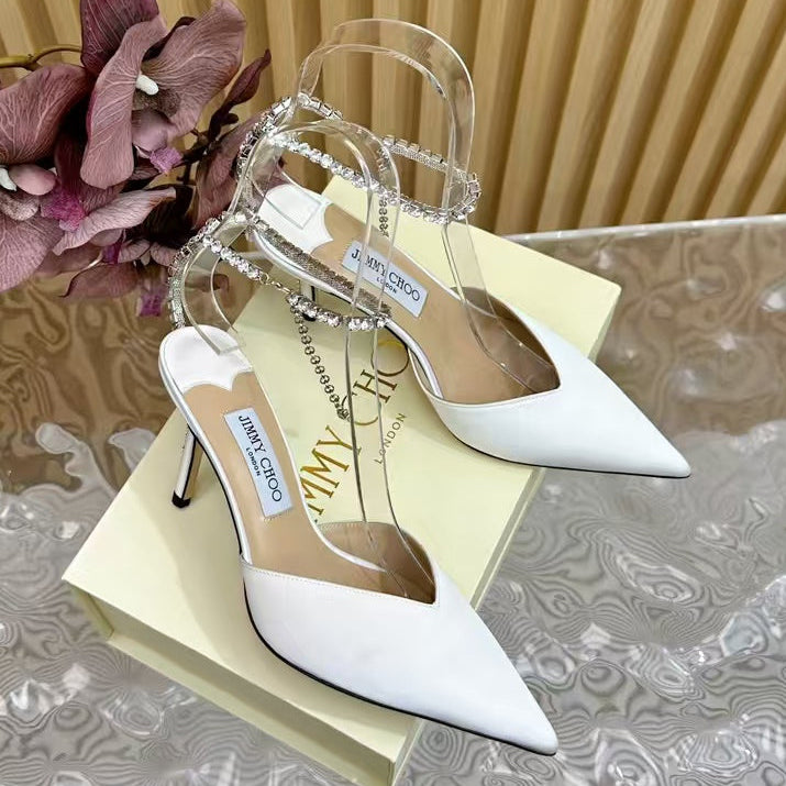 Jimmy Choo 2026 Saeda Pump 85mm White Lambskin