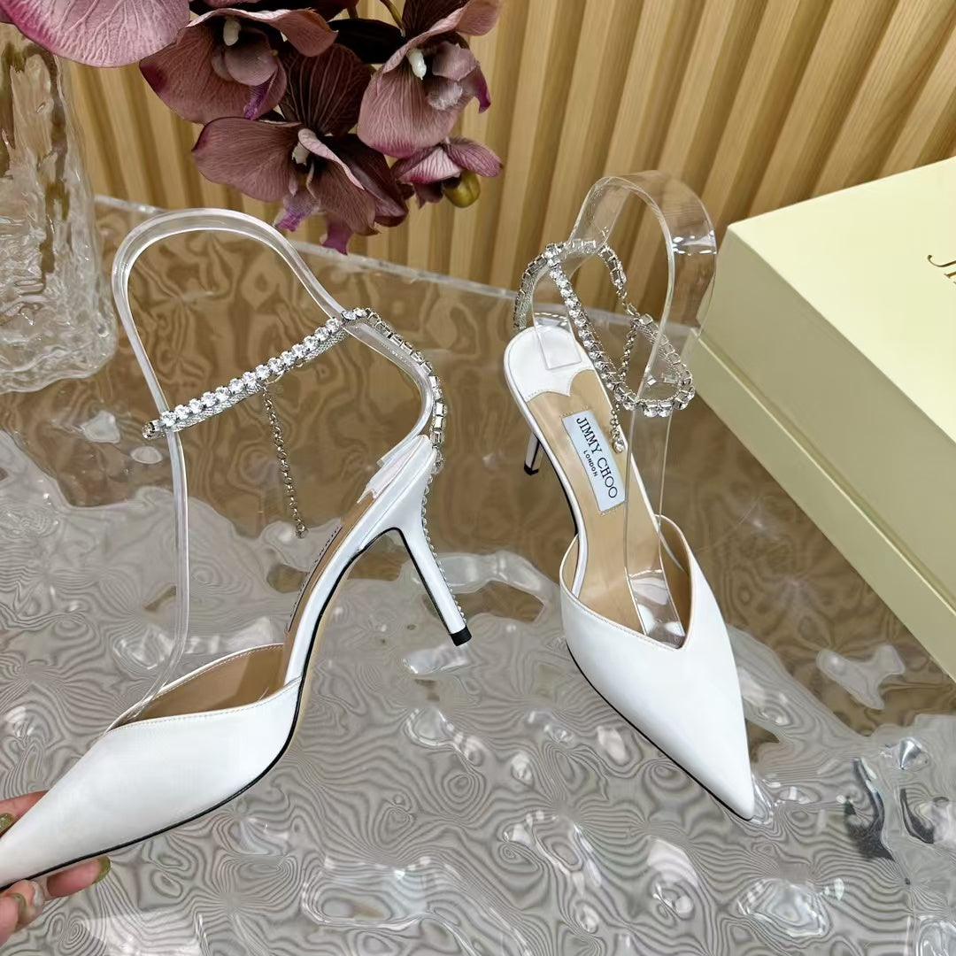 Jimmy Choo 2026 Saeda Pump 85mm White Lambskin