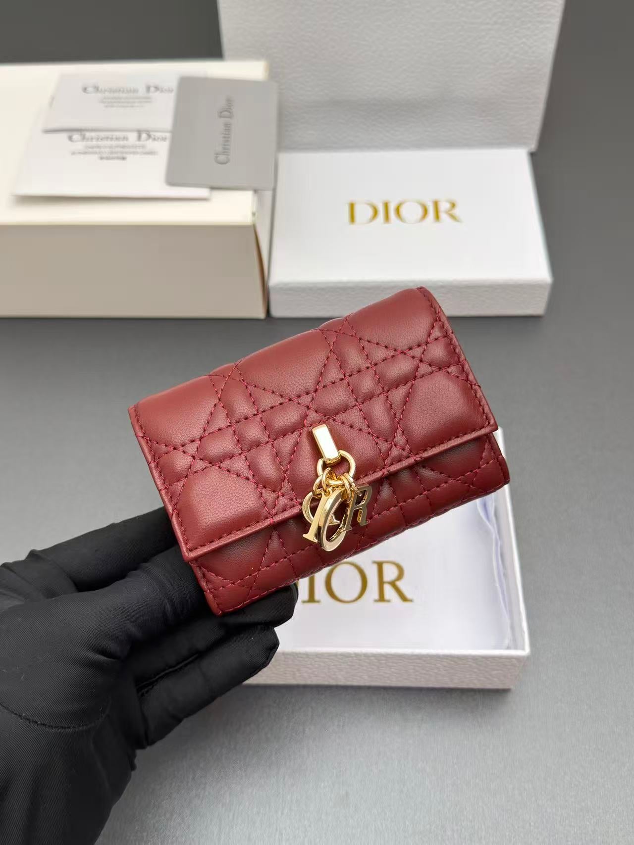 Dior 2026 Miss Dior Glycine Wallet Red Lambskin