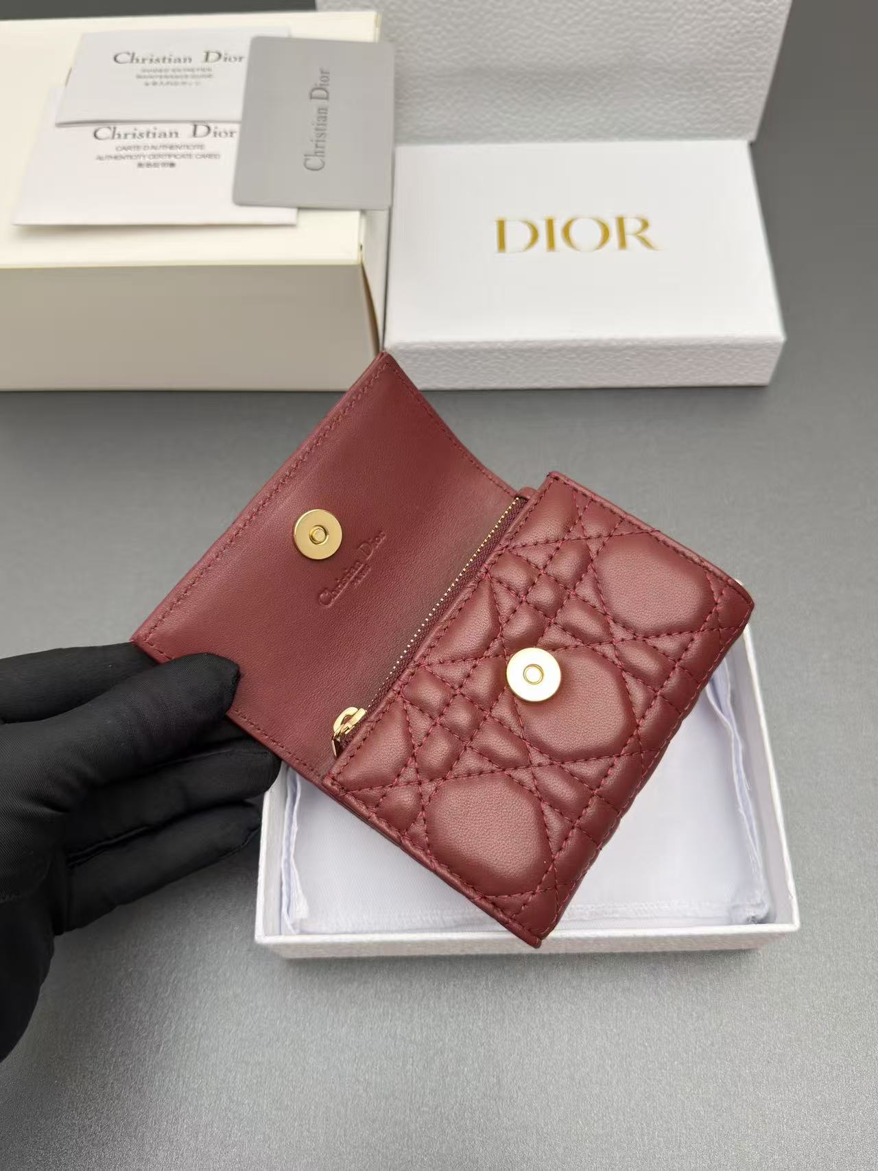Dior 2026 Miss Dior Glycine Wallet Red Lambskin