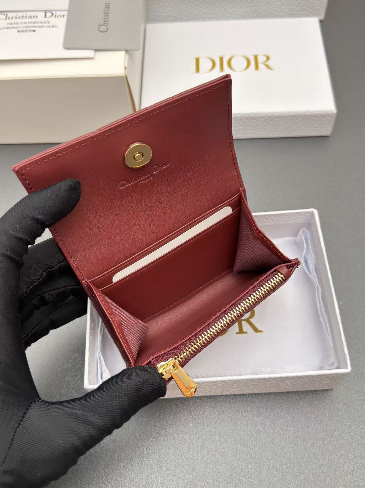 Dior 2026 Miss Dior Glycine Wallet Red Lambskin