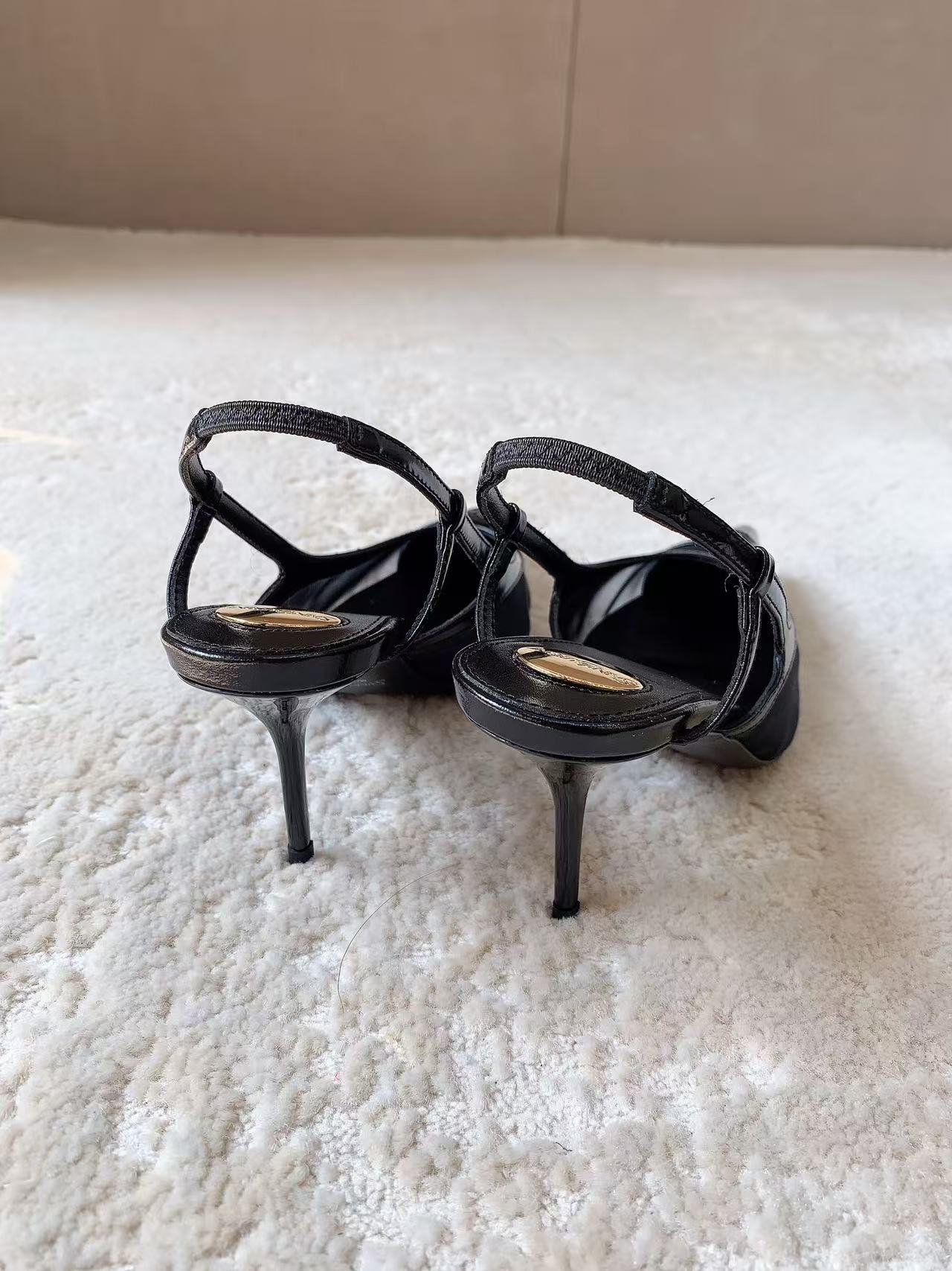 YSL 2026 Renee Slingback 95mm Black Mesh Leather