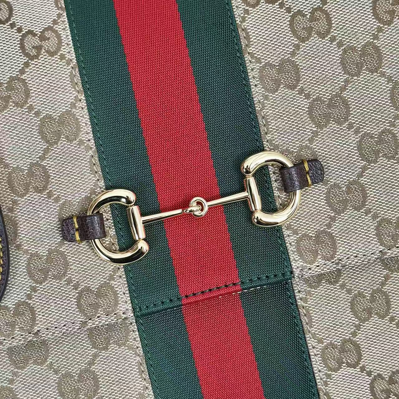 Gucci 2026 Paparazzo Bag 32cm Beige Red Green Canvas