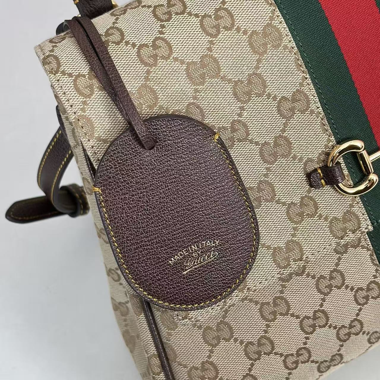 Gucci 2026 Paparazzo Bag 32cm Beige Red Green Canvas