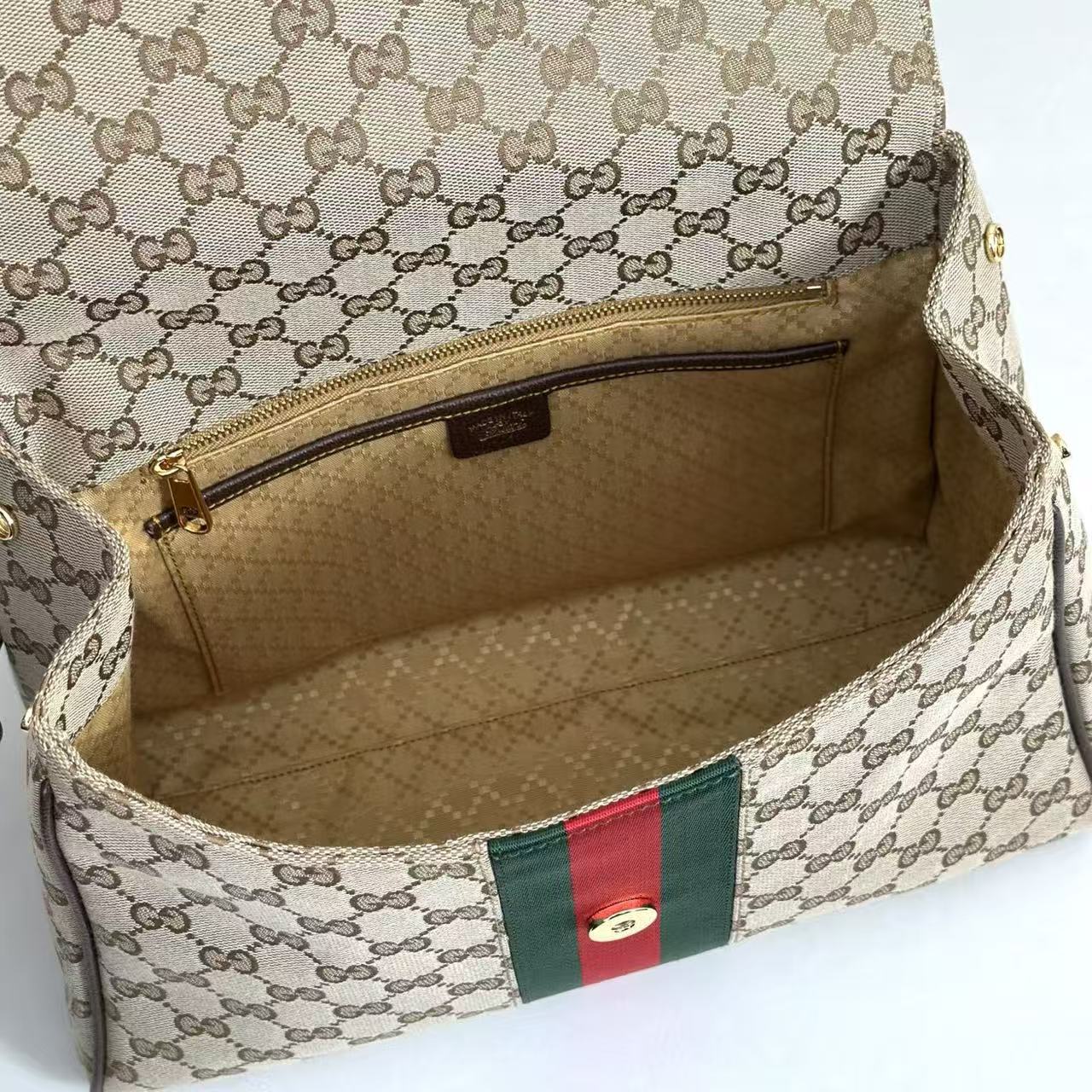 Gucci 2026 Paparazzo Bag 32cm Beige Red Green Canvas