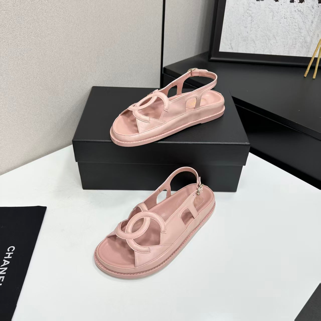 Chanel 2026 Double C Sandal Suede Lambskin